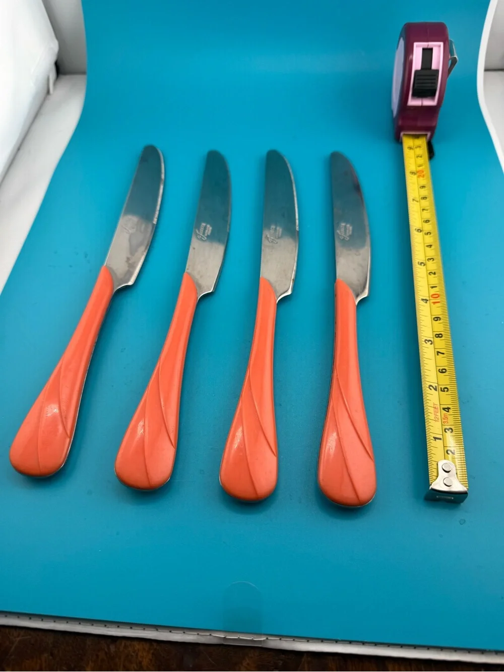 Vintage Fiesta Coral Orange Knives Set of 4 Taiwan